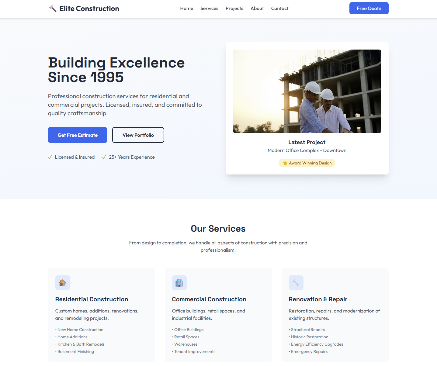 Contractor website design
