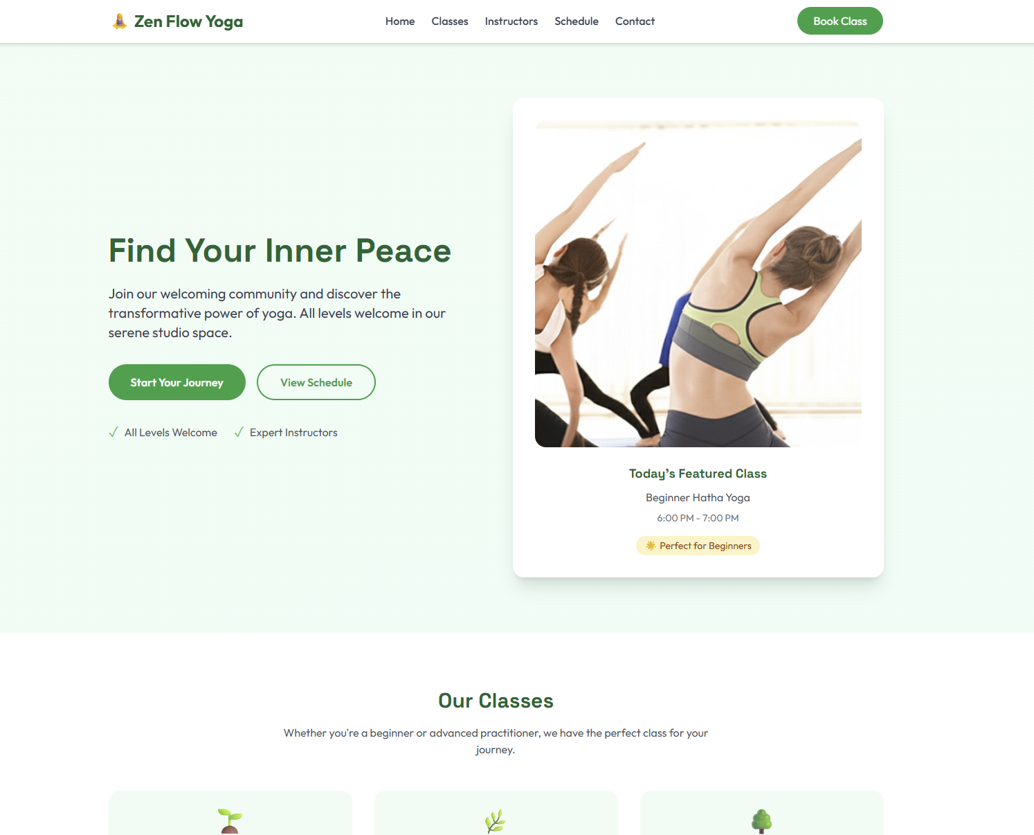 Yoga studio website design